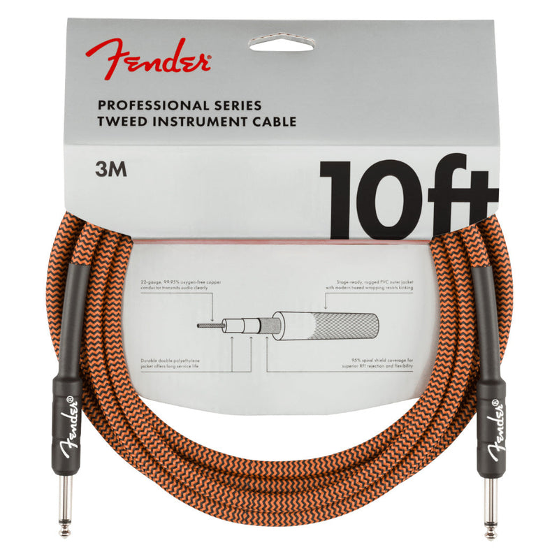 Fender 099-0510-011 pro 10inch Instrument Cable (Orange) - CABLES - FENDER TOMS The Only Music Shop