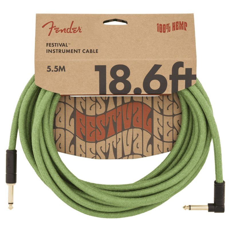 Fender 099-0918-062 18.6'inch Angled Cable (Hemp Green) - CABLES - FENDER TOMS The Only Music Shop