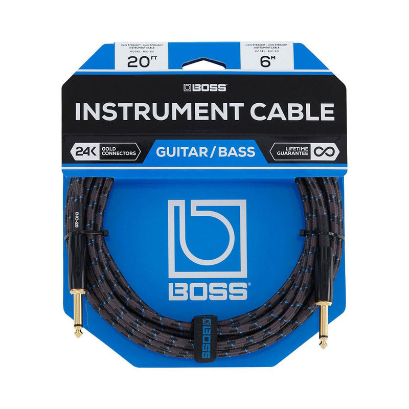 Boss BIC-20 20ft 6Metre Instrument Cable - CABLES - BOSS TOMS The Only Music Shop