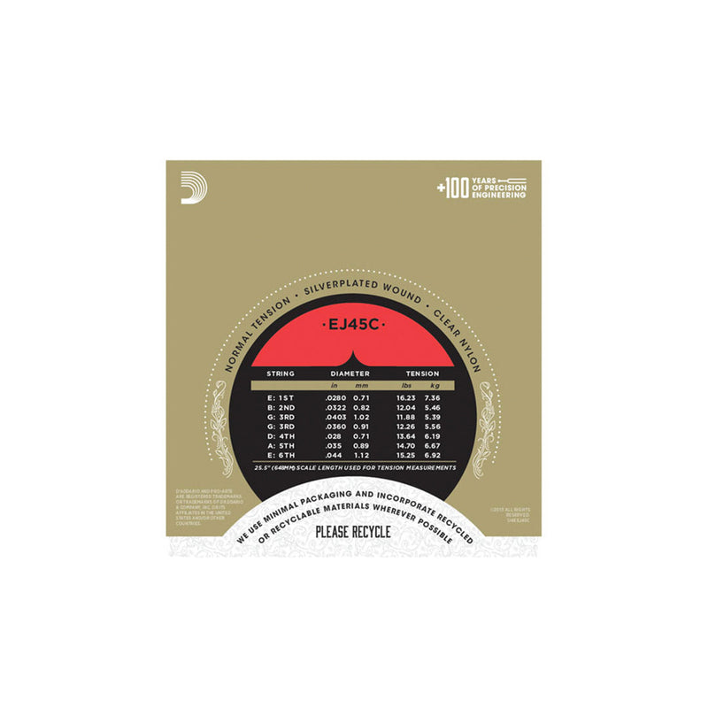 D'Addario EJ45C Pro-Arte Composites Normal Classical Guitar Strings - CLASSICAL GUITAR STRINGS - D'ADDARIO - TOMS The Only Music Shop