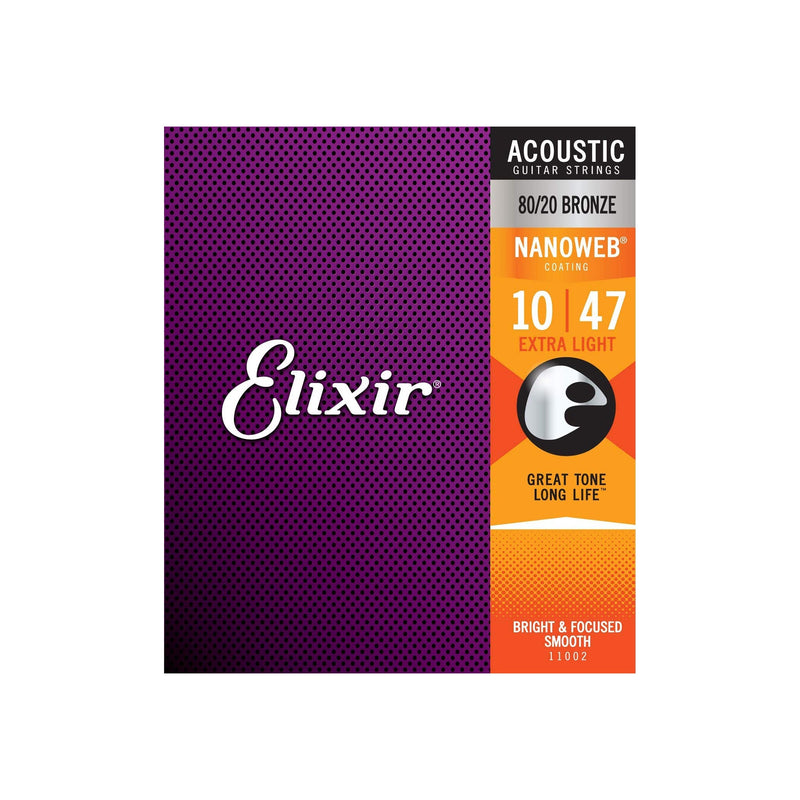 ELIXIR ES11002 80/20 Bronze Nanoweb Extra Light Guitar Strings - ACOUSTIC GUITAR STRINGS - ELIXIR - TOMS The Only Music Shop