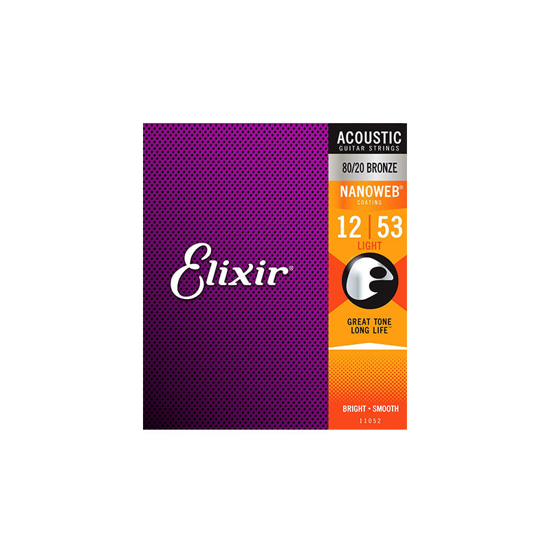 Elixir Strings Nanoweb 80/20 Acoustic Guitar Strings - .012-.053 Light - GUITAR STRINGS - ELIXIR - TOMS The Only Music Shop