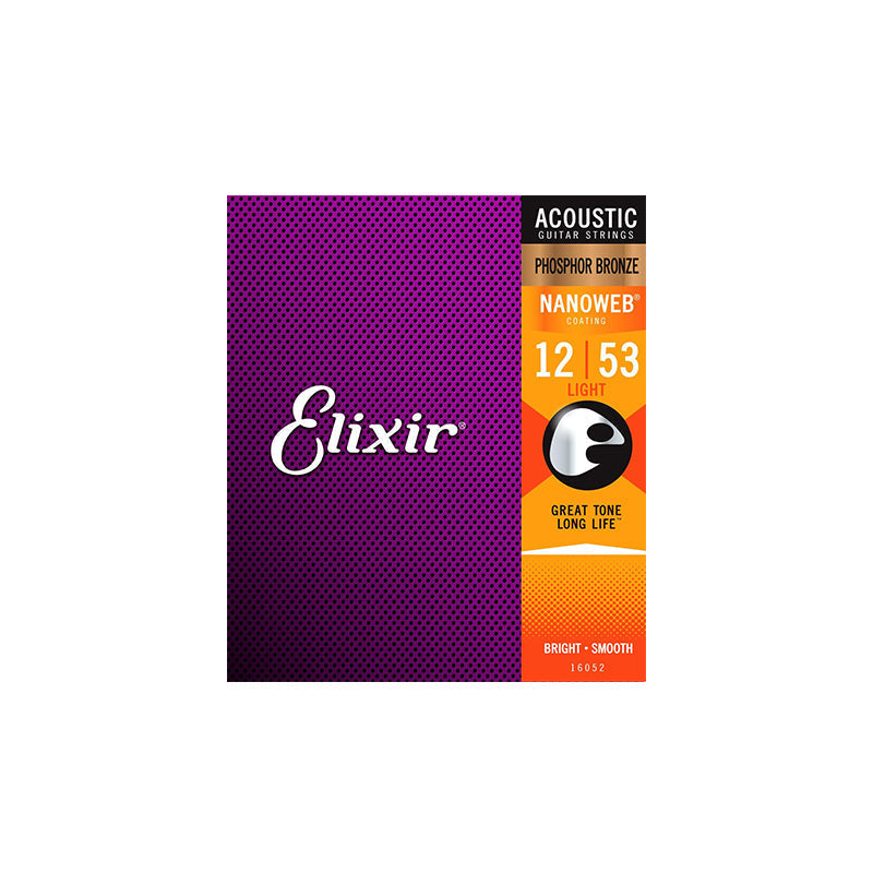 Elixir Strings Nanoweb Phosphor Bronze Acoustic Guitar Strings - .012-.053 Light - GUITAR STRINGS - ELIXIR - TOMS The Only Music Shop