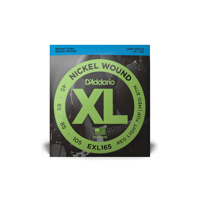 D'Addario EXL165 Regular Light Top/ Medium Bottom Nickel Wound Long Scale Bass Strings - .045-.105 - BASS GUITAR STRINGS - D'ADDARIO - TOMS The Only Music Shop