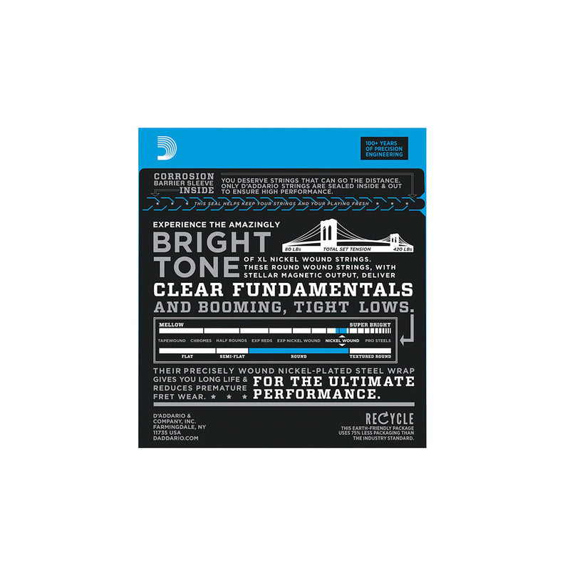 D'Addario EXL170 Regular Light Nickel Wound Long Scale Bass Strings - .045-.100 - BASS GUITAR STRINGS - D'ADDARIO - TOMS The Only Music Shop